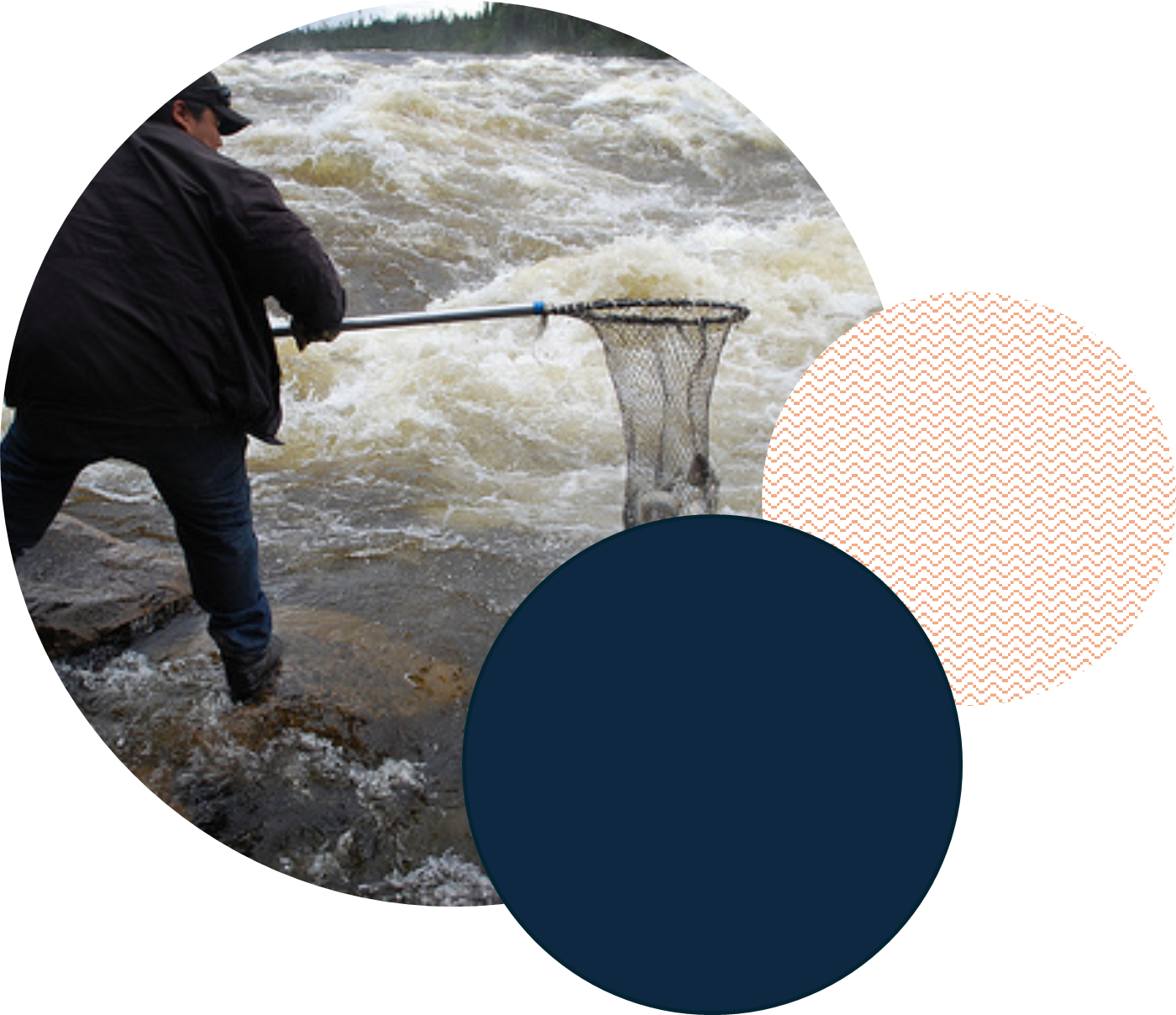 Fishing with a dip net at the rapids